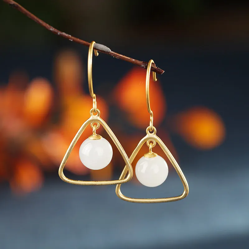 Natural Jade Earrings Nephrite Silver Earrings ZNE406