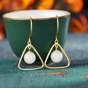 Natural Jade Earrings Nephrite Silver Earrings ZNE406