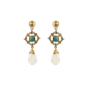Natural Jade Earrings Nephrite Silver Earrings ZNE423