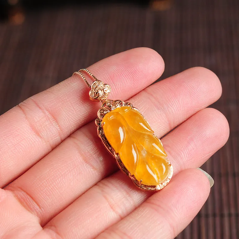 Natural Jade Pendant Jadeite Gold Pendant PT66