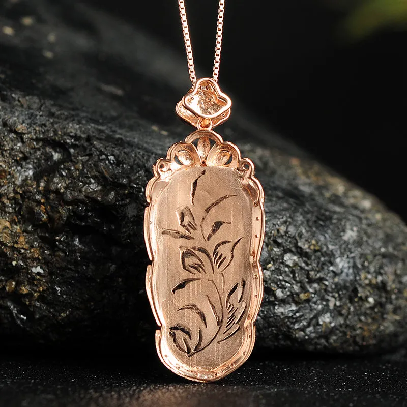 Natural Jade Pendant Jadeite Gold Pendant PT66