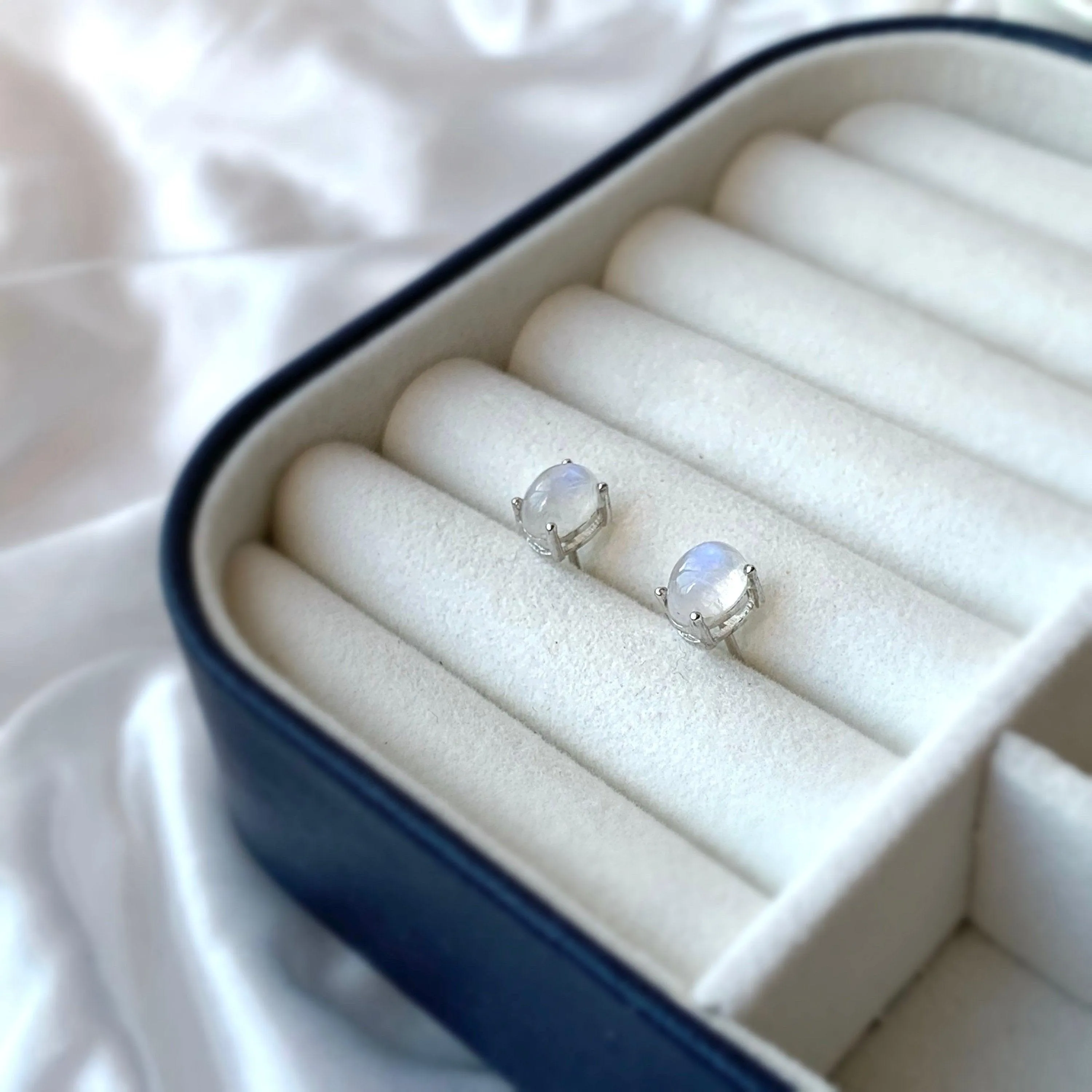 Natural Moonstone Stud Earrings