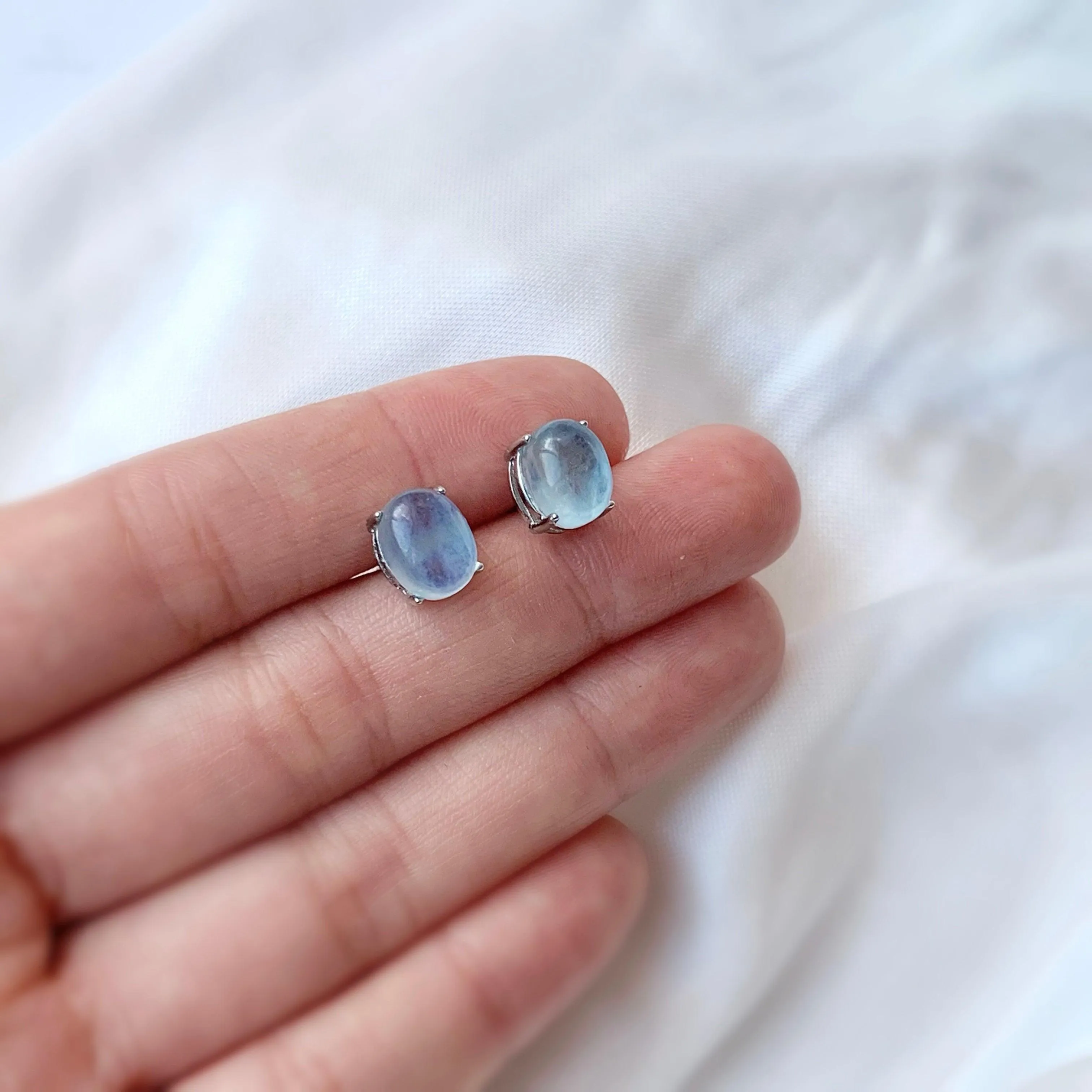Natural Moonstone Stud Earrings