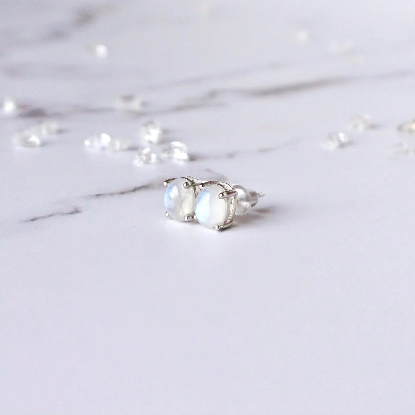 Natural Moonstone Stud Earrings