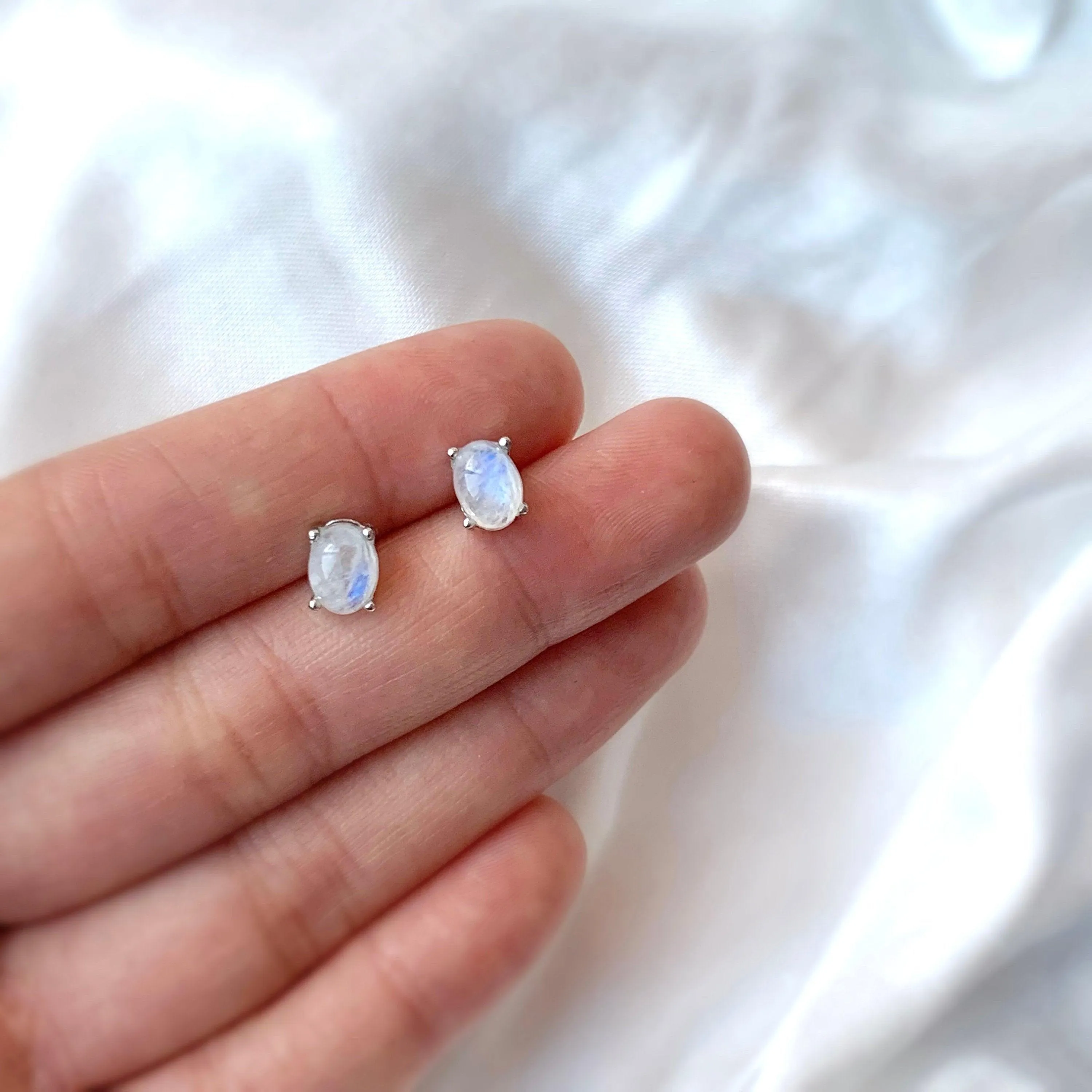 Natural Moonstone Stud Earrings