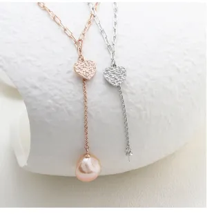 Necklace Pendant Blank Setting 10x55mm Sterling Silver White Gold Fine 925 For One Pearl Prong DIY Jewelry Finding Wholesale 1pc