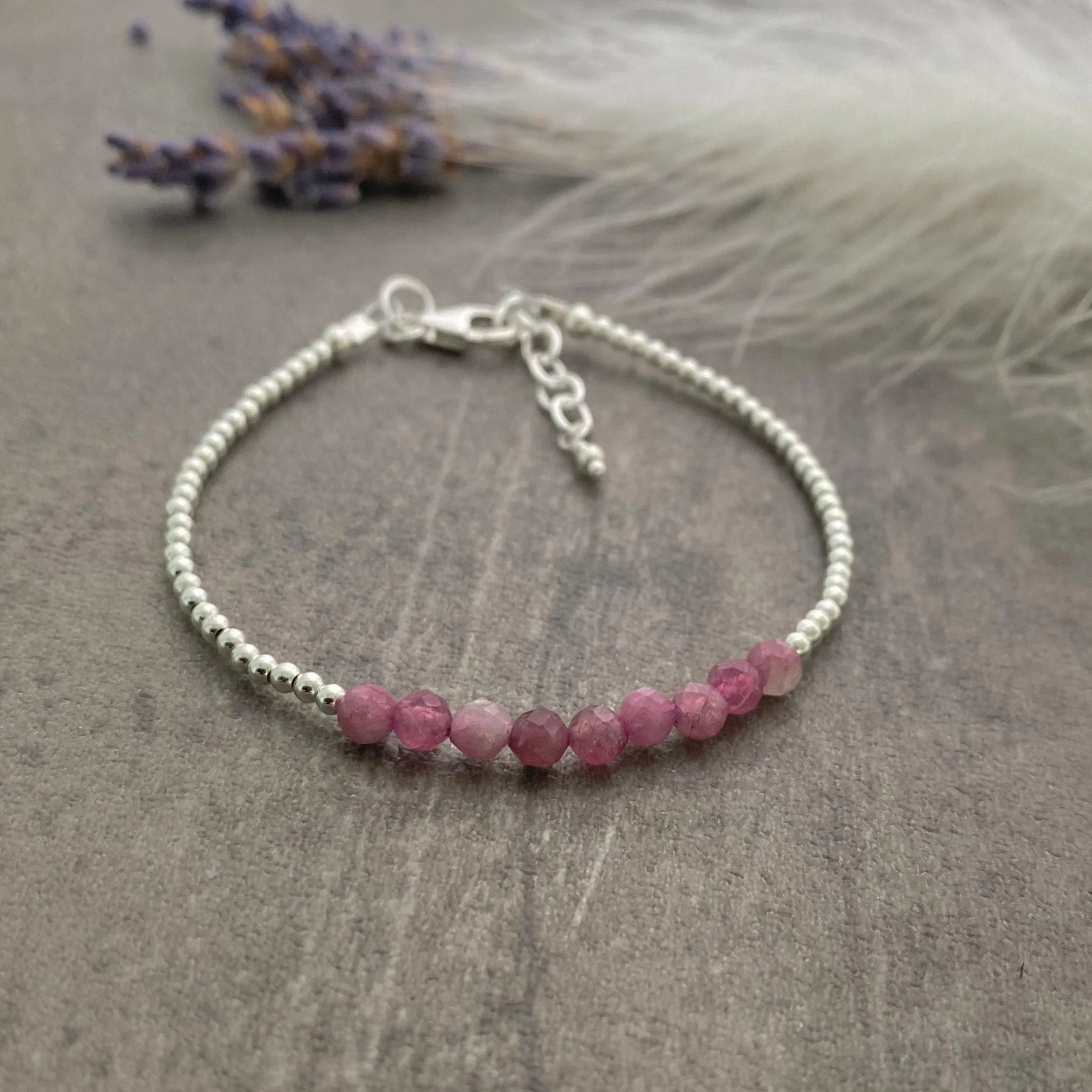 October Birthstone Bracelet, pink tourmaline jewellery