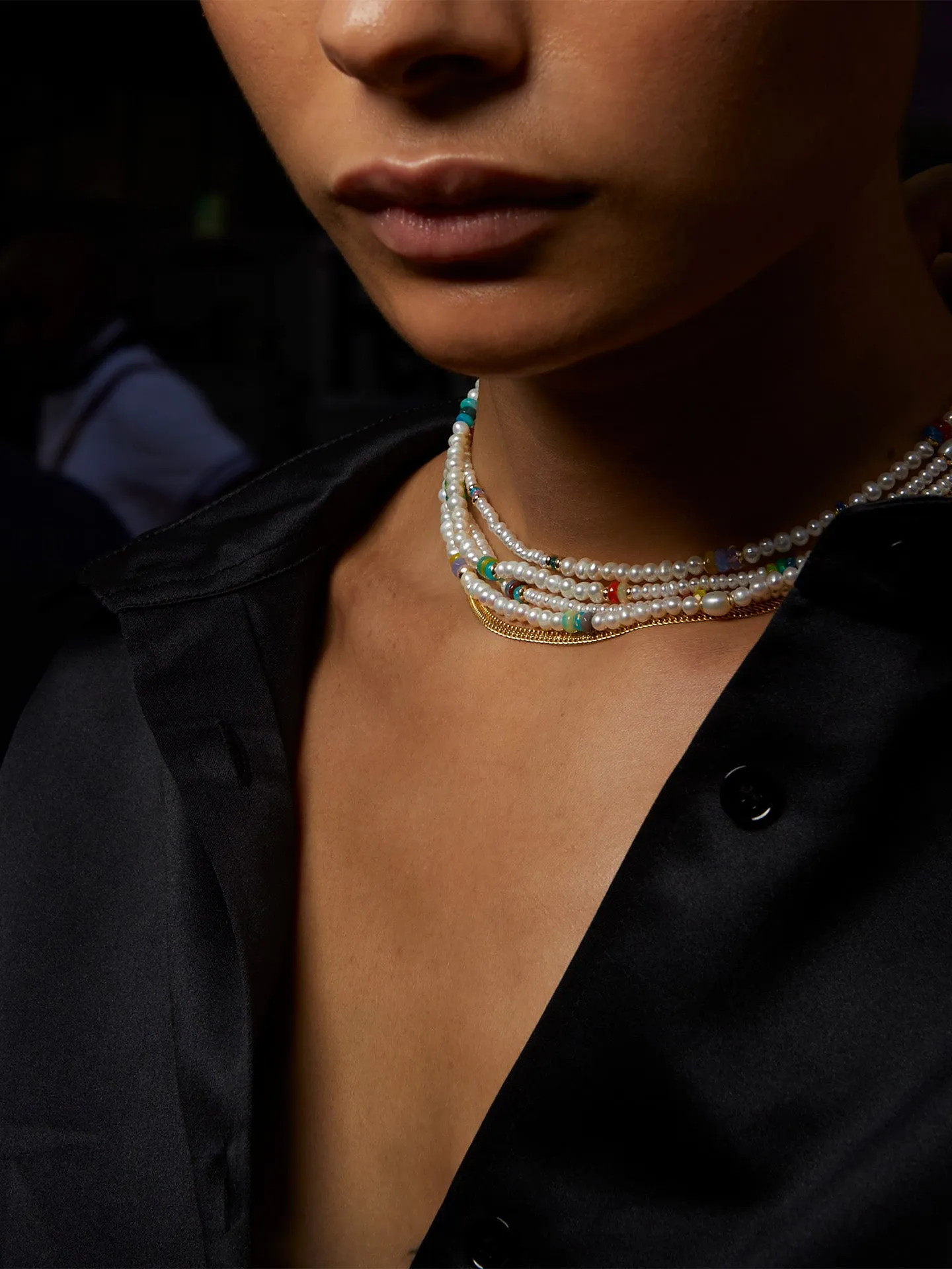 Opal & Pearl Safety Pin Wrap Strand