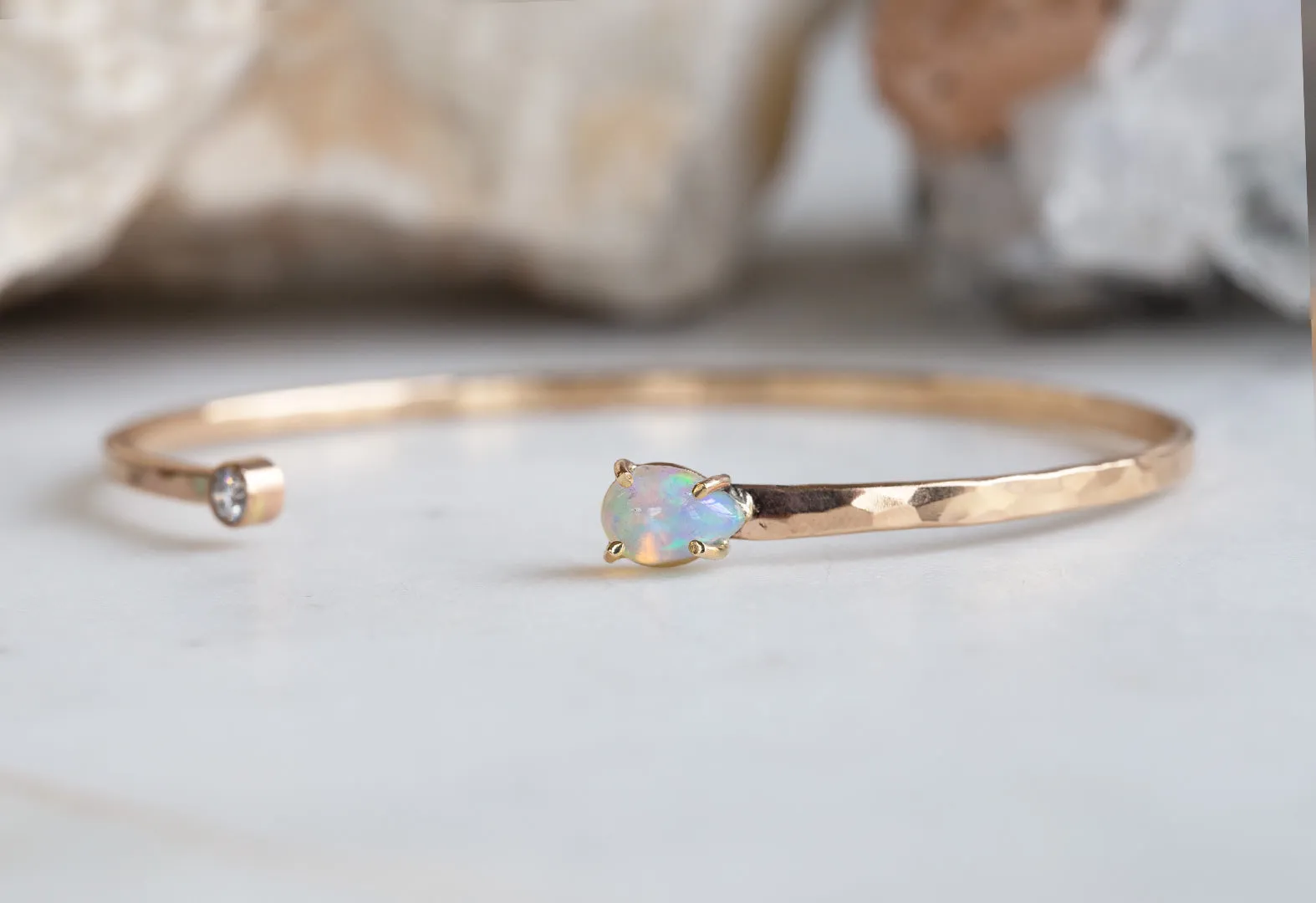 Opal   Diamond Cuff Bracelet