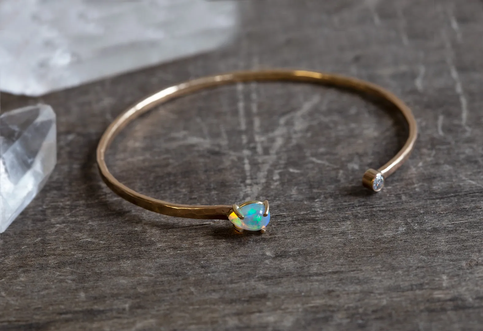 Opal   Diamond Cuff Bracelet