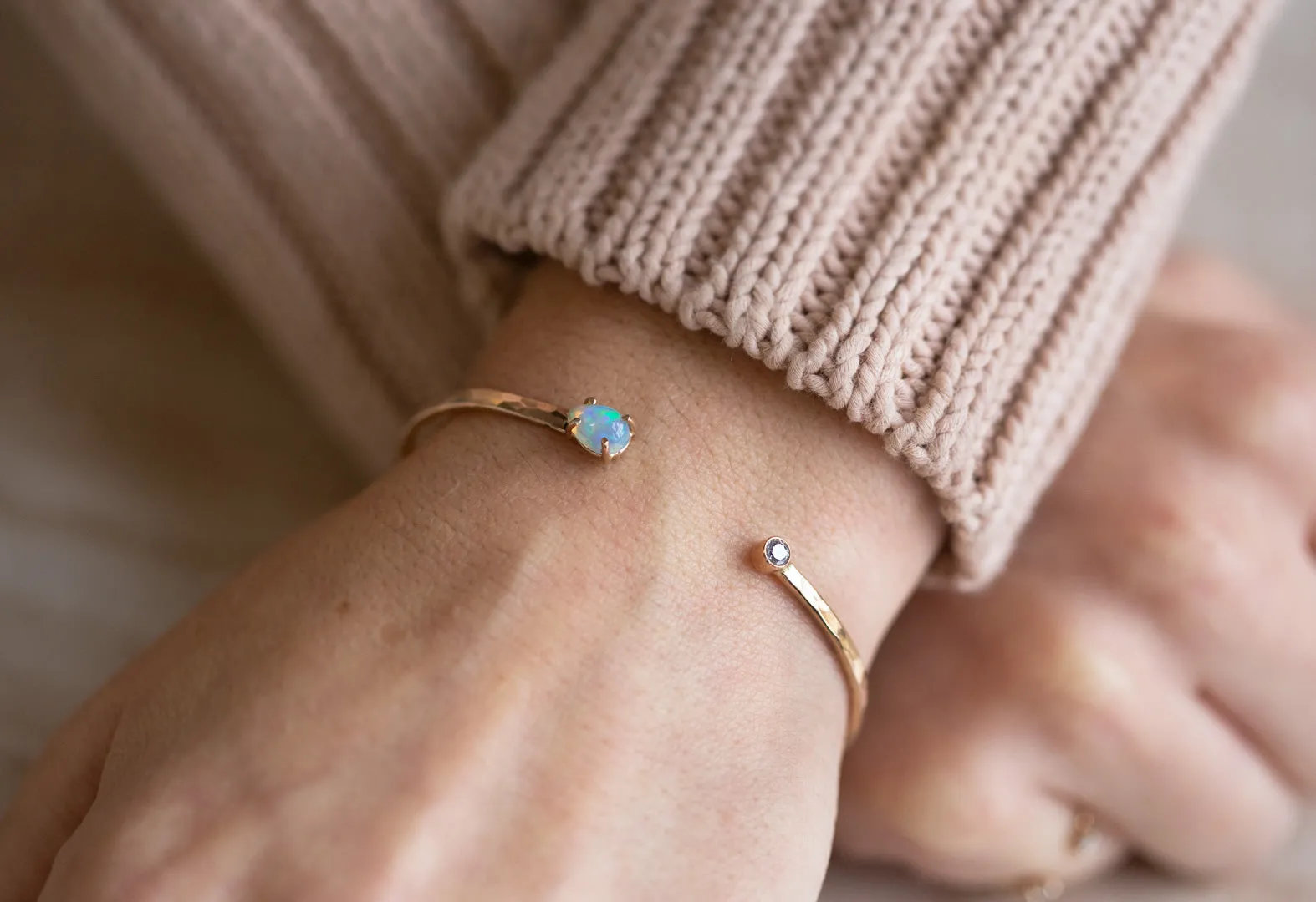 Opal   Diamond Cuff Bracelet