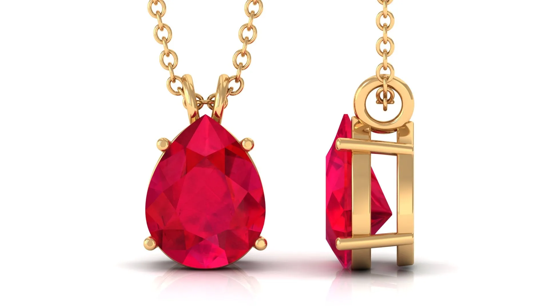 Pear Shape Created Ruby Solitaire Pendant
