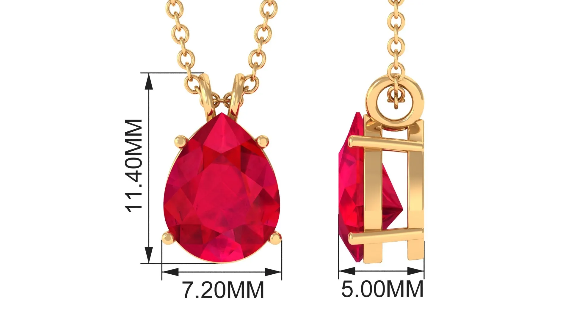 Pear Shape Created Ruby Solitaire Pendant