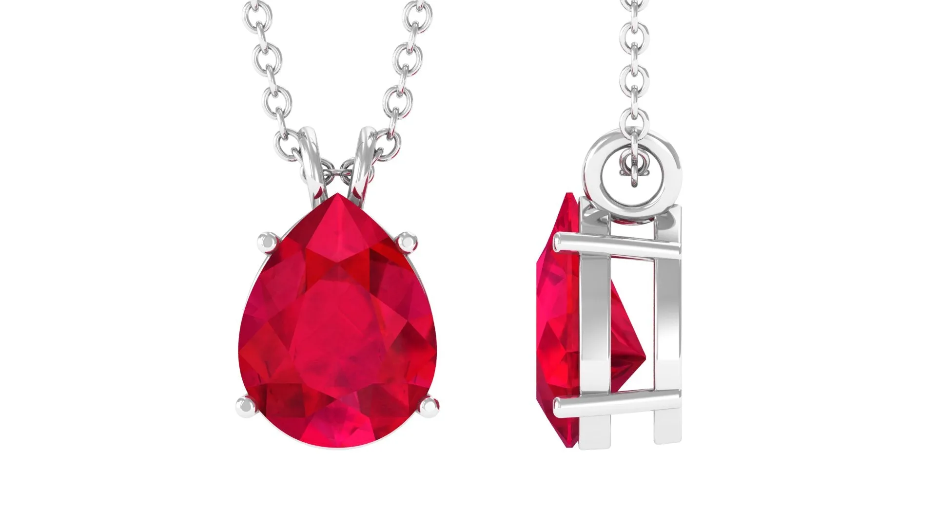Pear Shape Created Ruby Solitaire Pendant