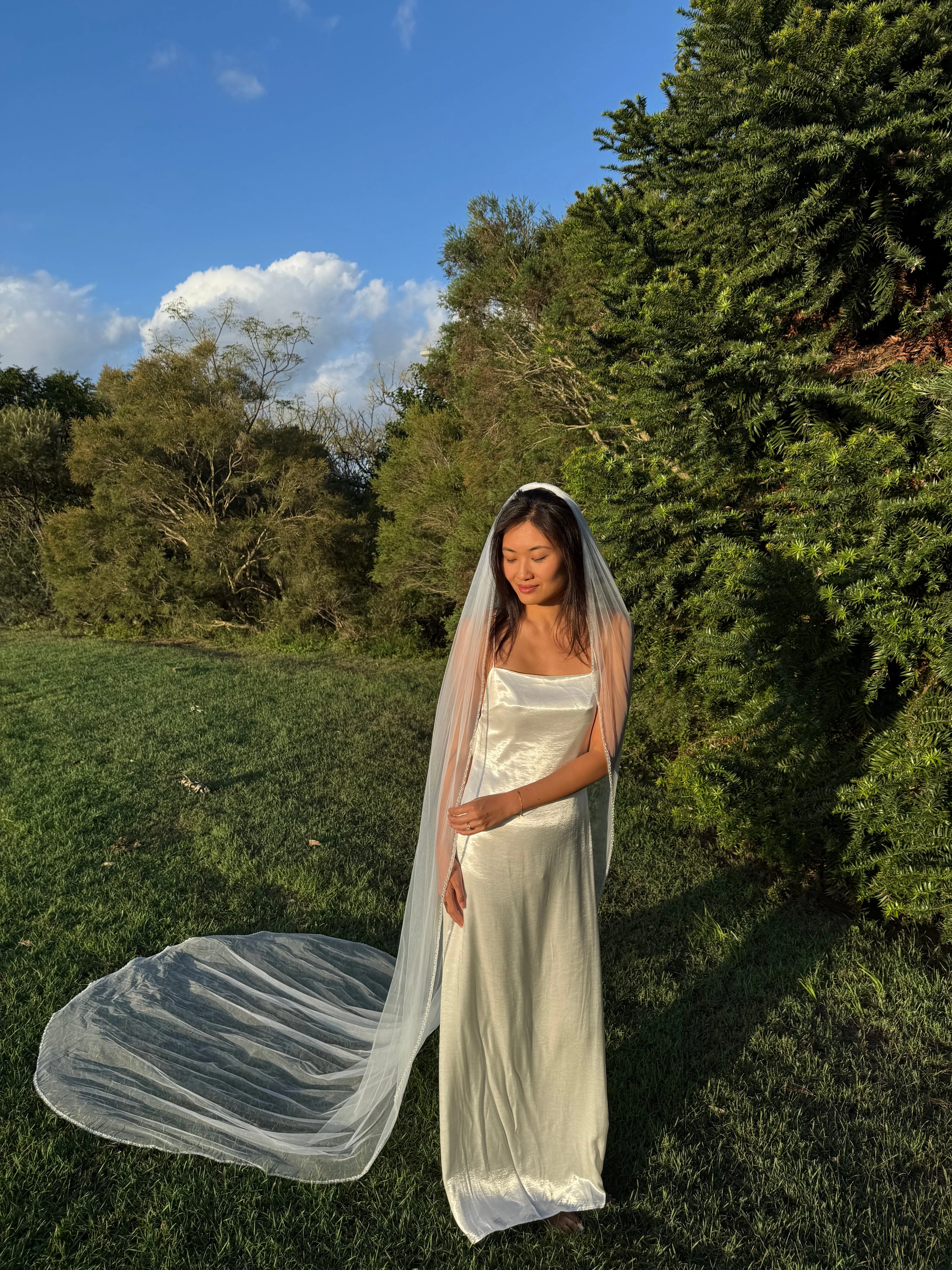 PEARL BEADED EDGE VEIL, SINGLE TIER, CATHEDRAL LENGTH