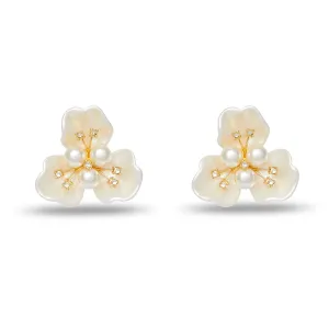 PEARL BLOSSOM BUTTON EARRINGS