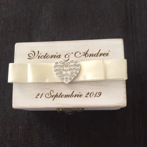 Personalized Wood Wedding Ring Box-Ring Bearer Box with Bow Detail