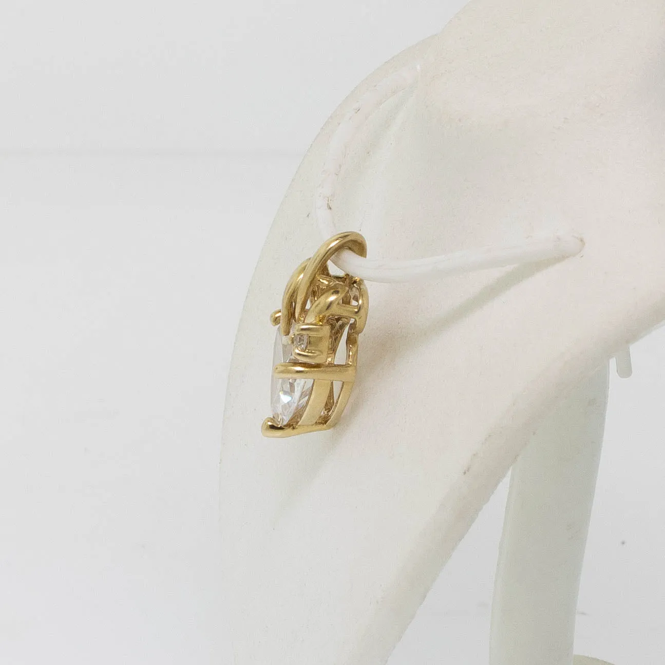 Preowned 14K Yellow Gold Heart-Shaped CZ Pendant with Accent CZ