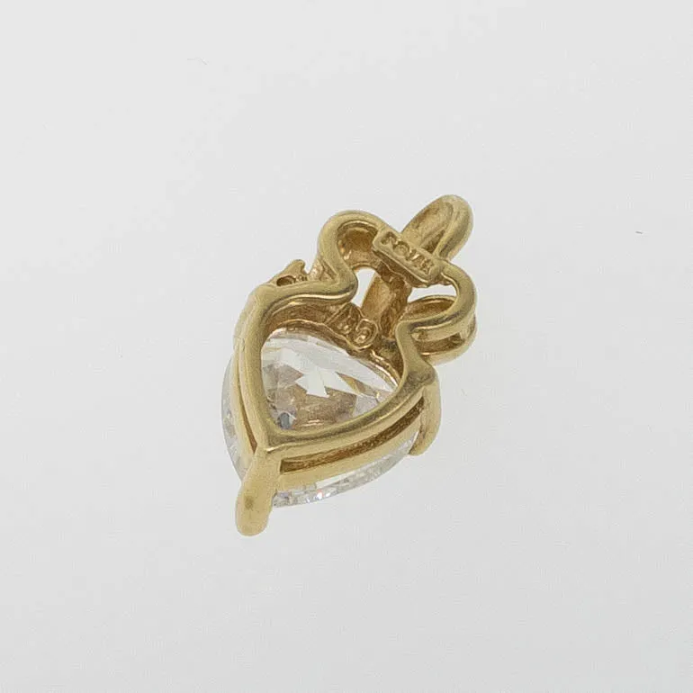 Preowned 14K Yellow Gold Heart-Shaped CZ Pendant with Accent CZ