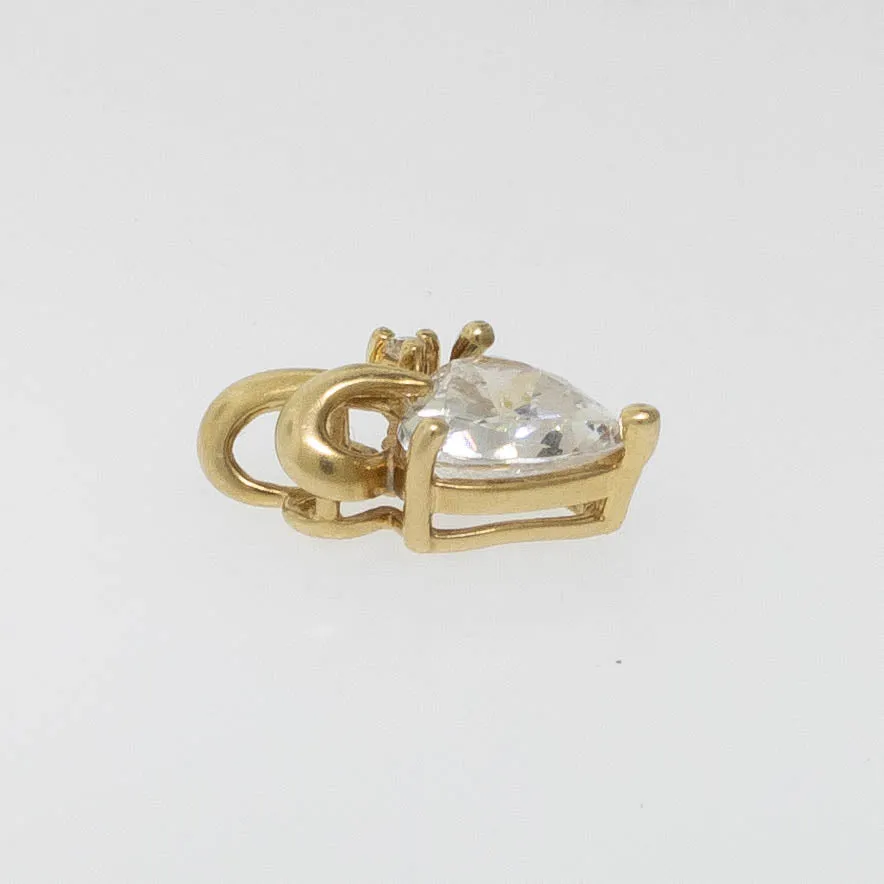 Preowned 14K Yellow Gold Heart-Shaped CZ Pendant with Accent CZ