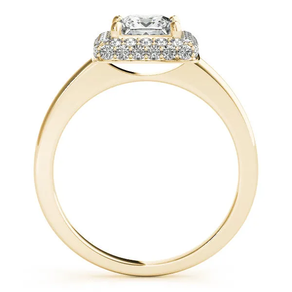 Princess Cut Bezel Set Diamond Halo Engagement Ring - Belle