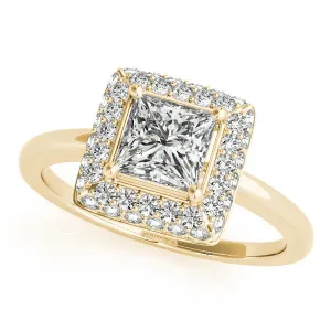 Princess Cut Bezel Set Diamond Halo Engagement Ring - Belle