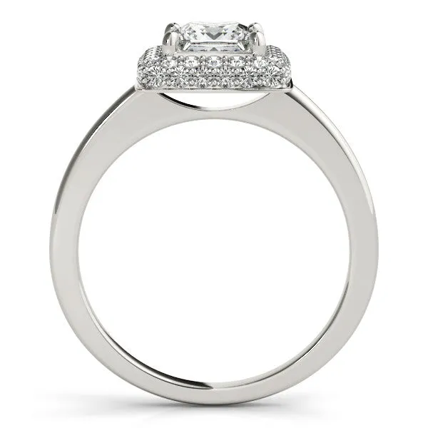 Princess Cut Bezel Set Diamond Halo Engagement Ring - Belle