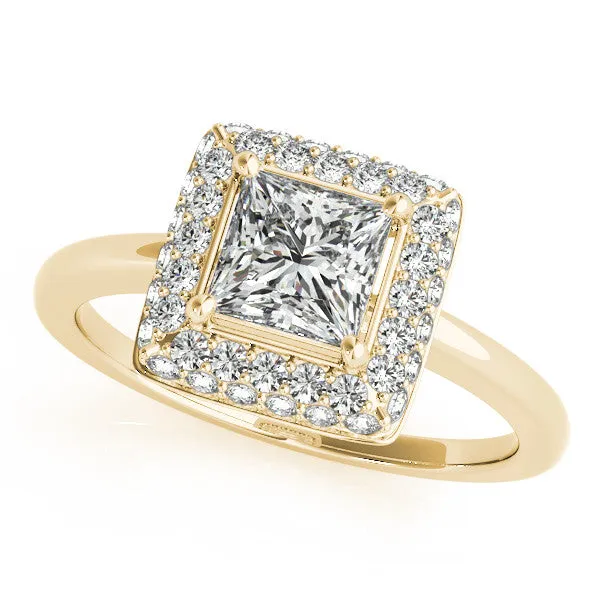 Princess Cut Bezel Set Diamond Halo Engagement Ring - Belle