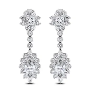 Princess Diamond Earrings (5.98 ct Diamonds) in White Gold