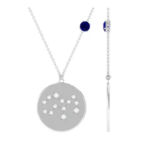 Real Blue Sapphire Virgo Zodiac Pendant with Diamond