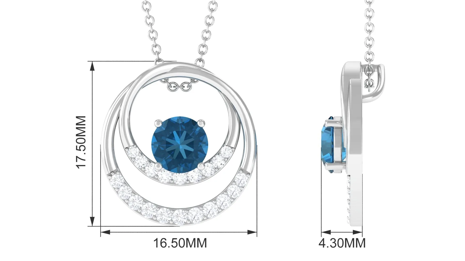 Real London Blue Topaz and Diamond Pendant
