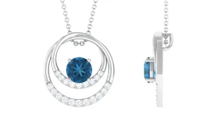 Real London Blue Topaz and Diamond Pendant