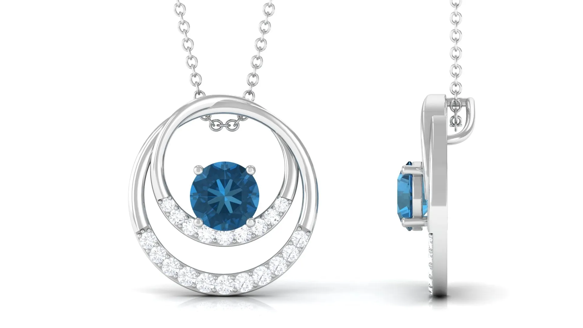 Real London Blue Topaz and Diamond Pendant