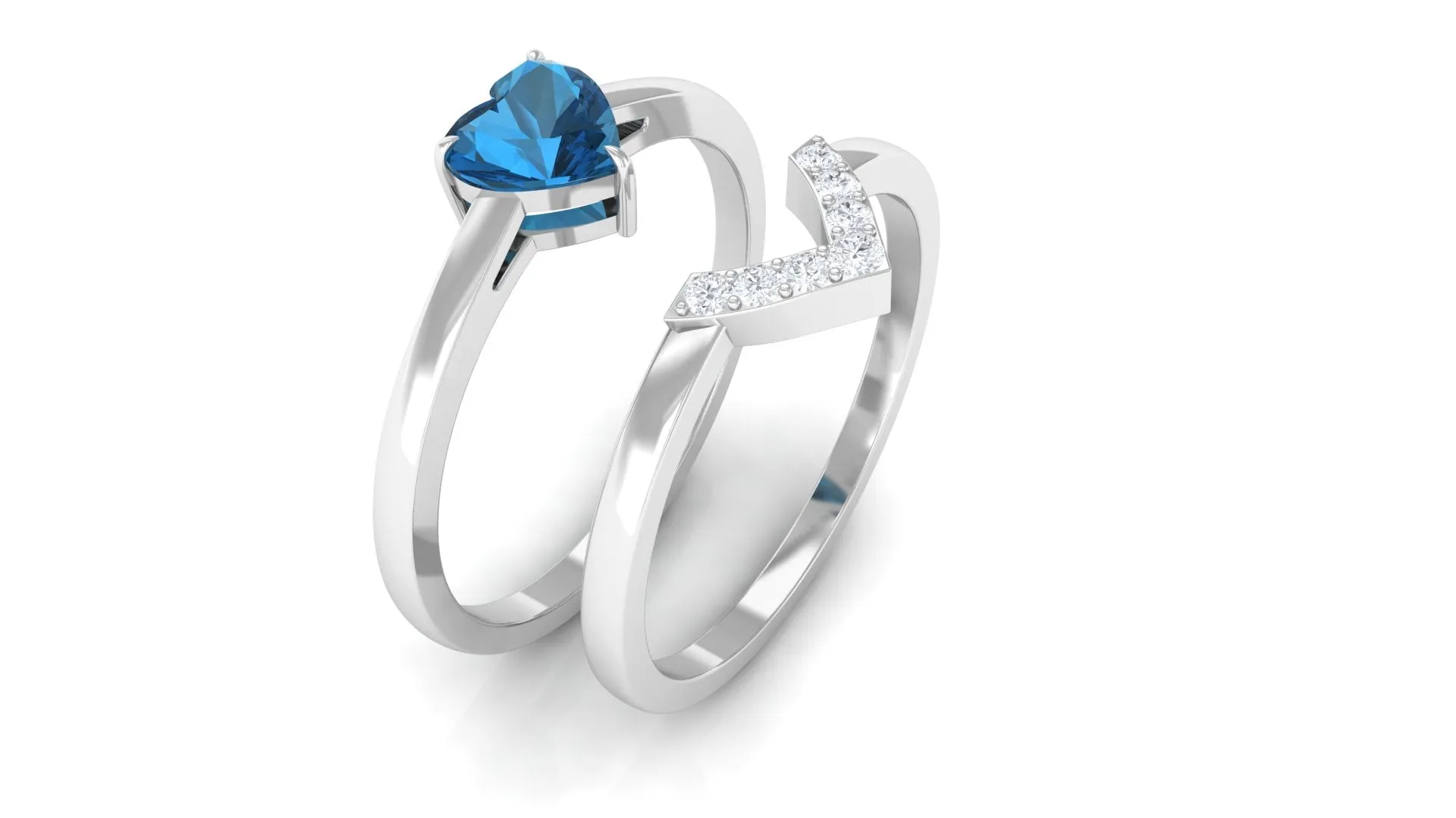 Real London Blue Topaz and Diamond Wedding Ring Set