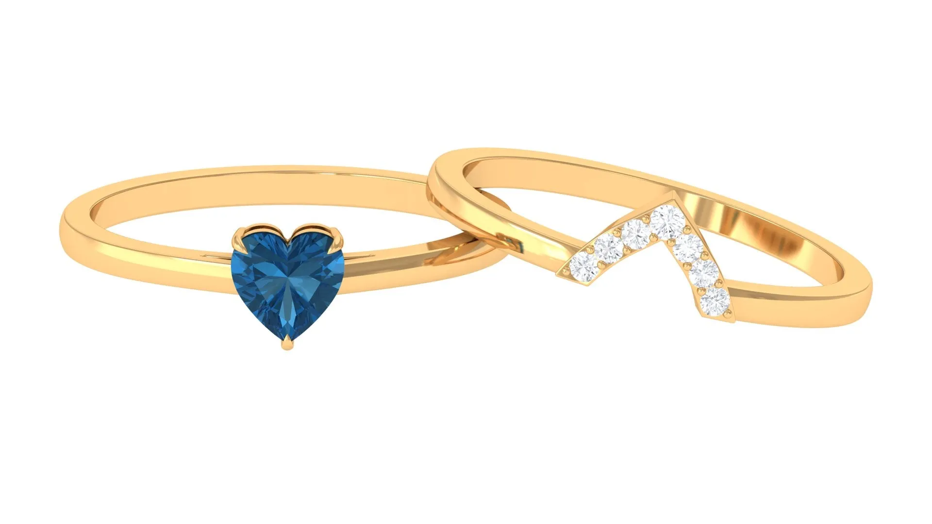 Real London Blue Topaz and Diamond Wedding Ring Set