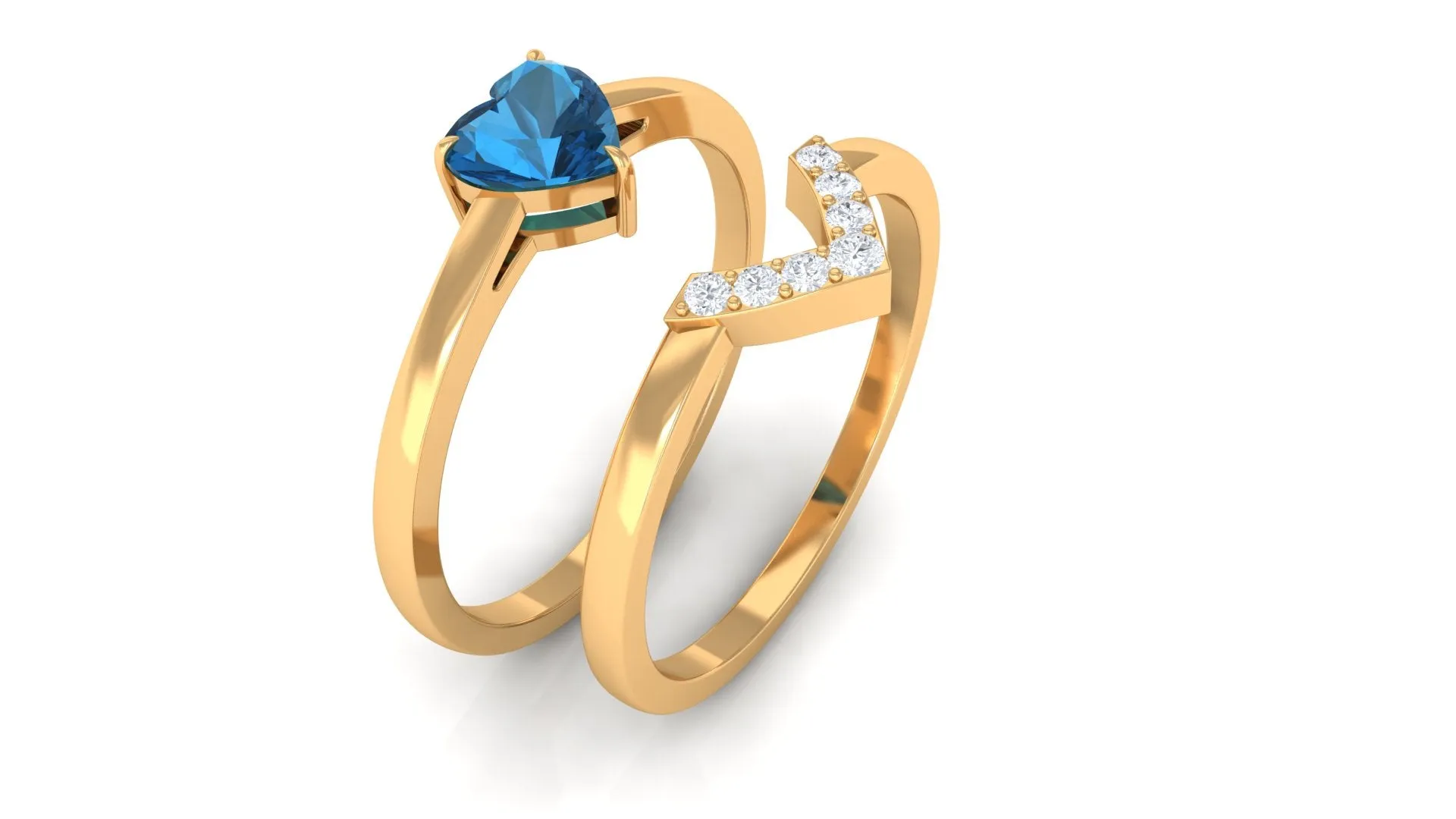 Real London Blue Topaz and Diamond Wedding Ring Set