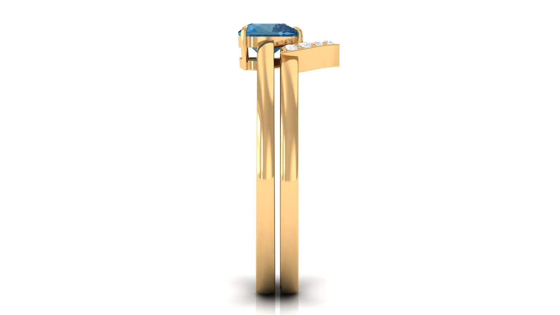 Real London Blue Topaz and Diamond Wedding Ring Set