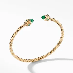 Renaissance Bracelet with Emeralds in 18K Gold, 3.5mm