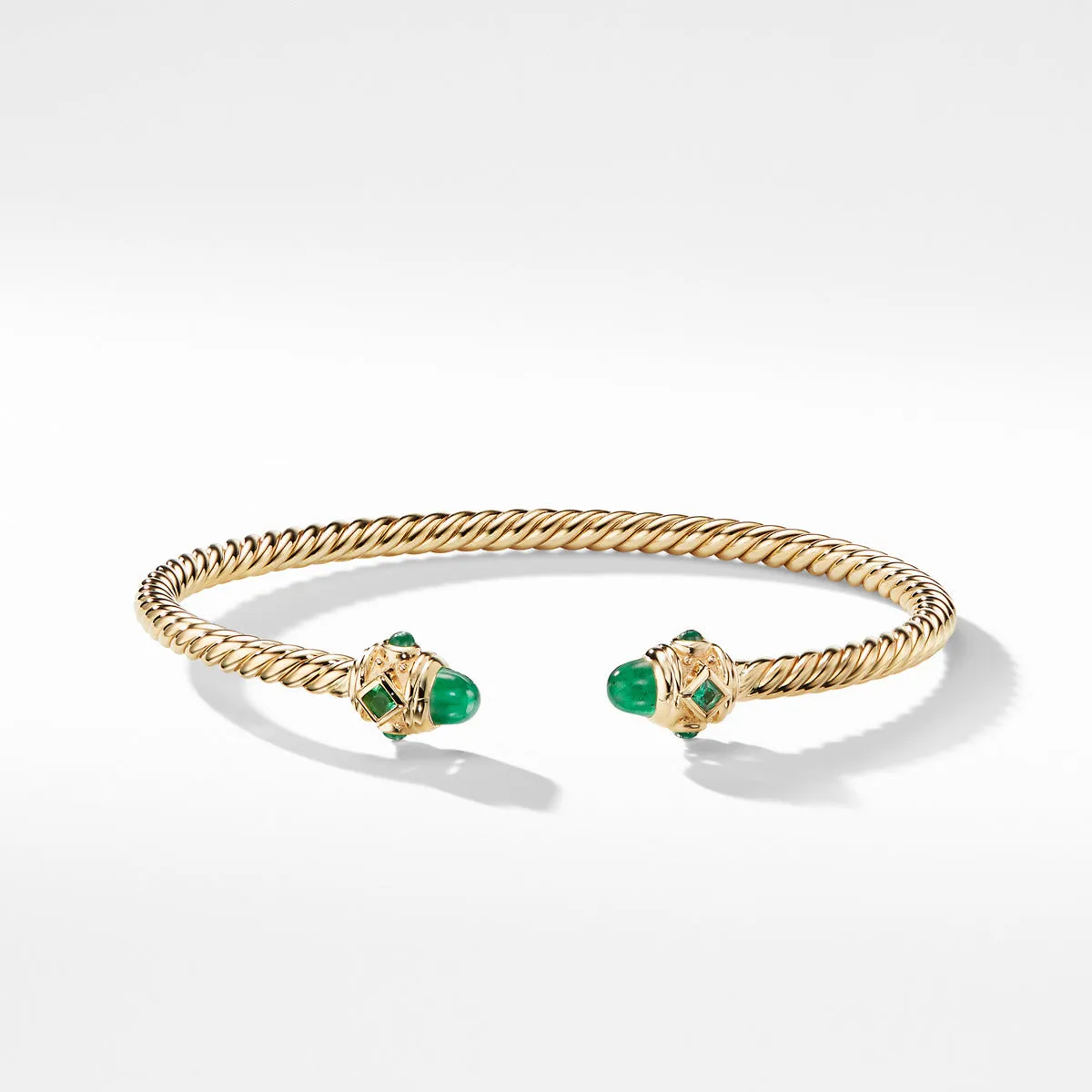 Renaissance Bracelet with Emeralds in 18K Gold, 3.5mm