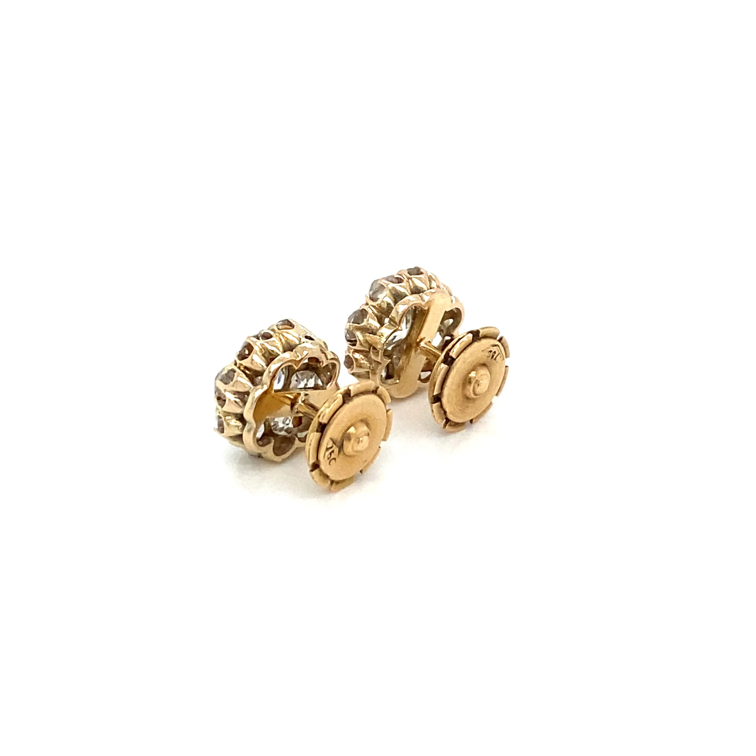 Retro 3.70 Carats Old Mine Cut Diamond Cluster Stud Earrings