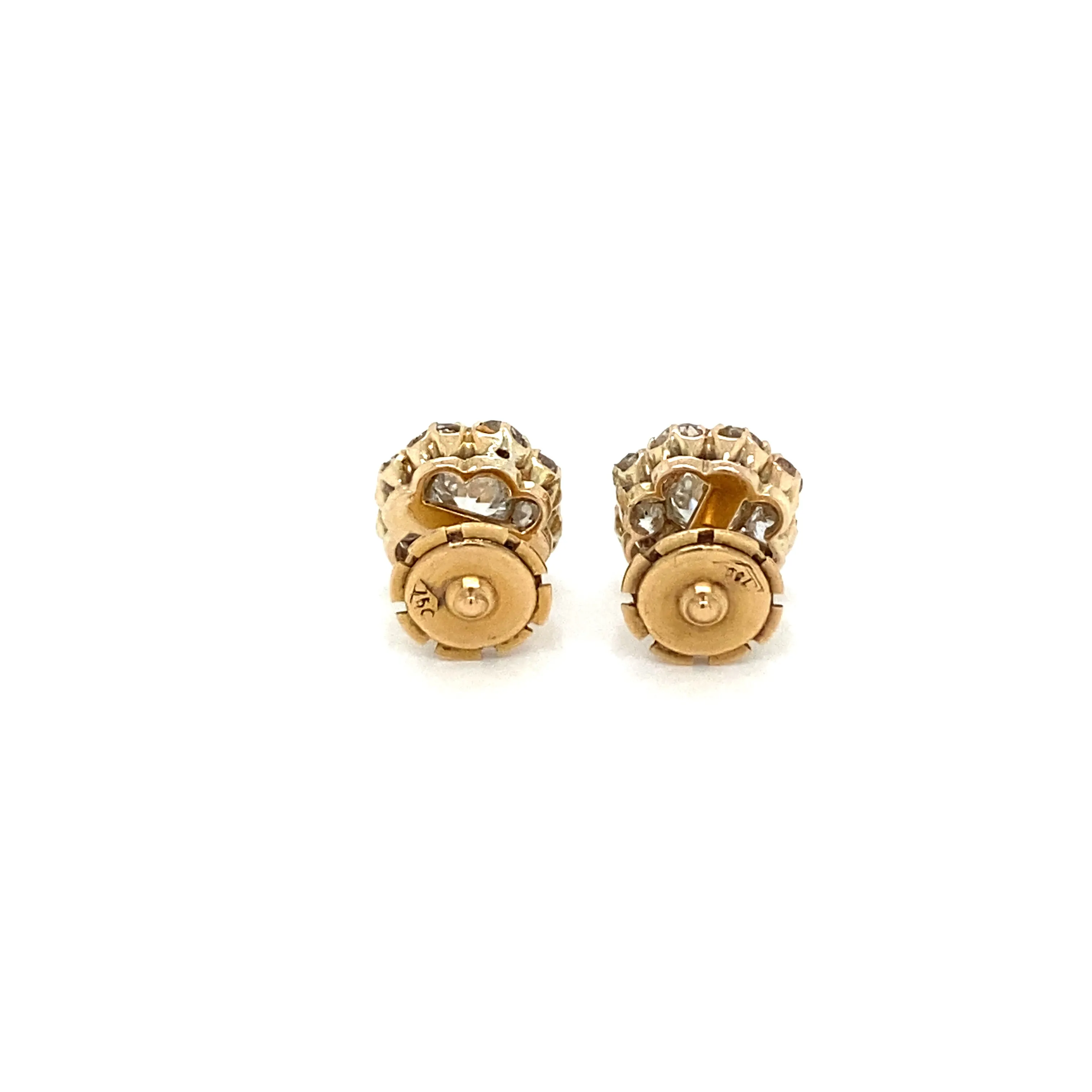 Retro 3.70 Carats Old Mine Cut Diamond Cluster Stud Earrings
