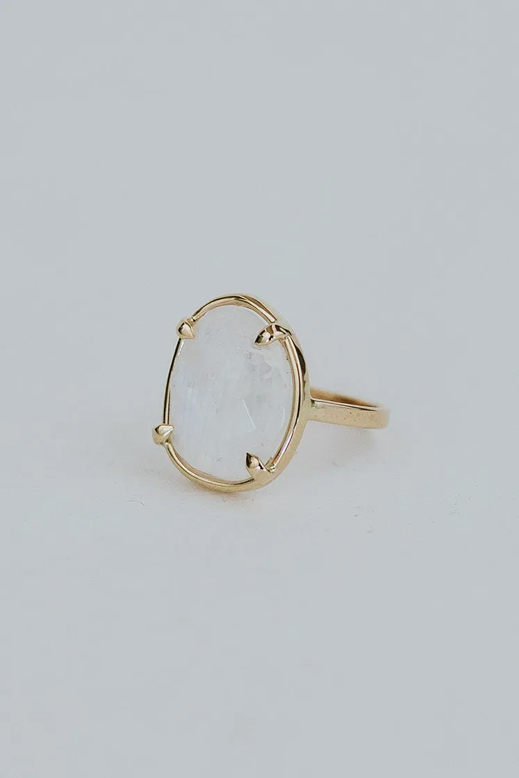 Rose Cut Gemstone Ring - Moonstone 14k