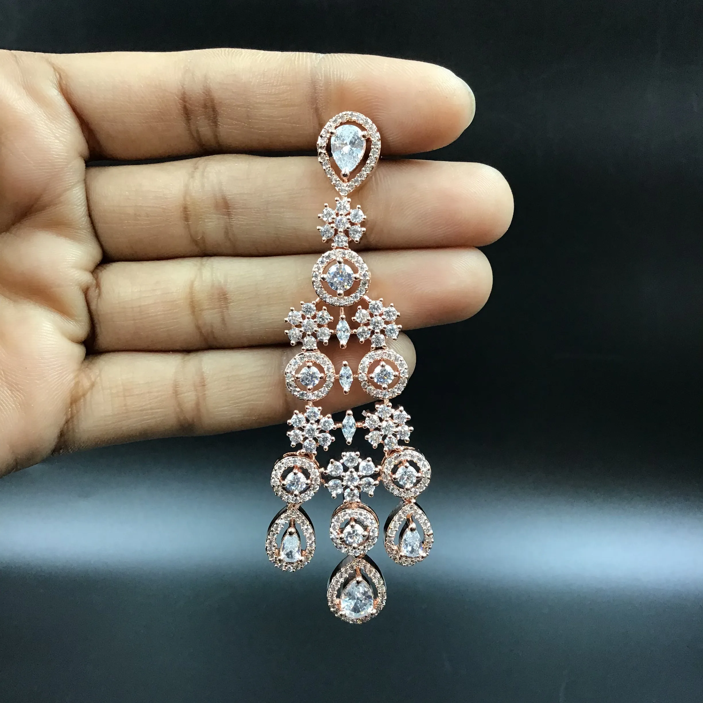 Rose Gold Polish Zircon/AD Necklace Set 6768-69