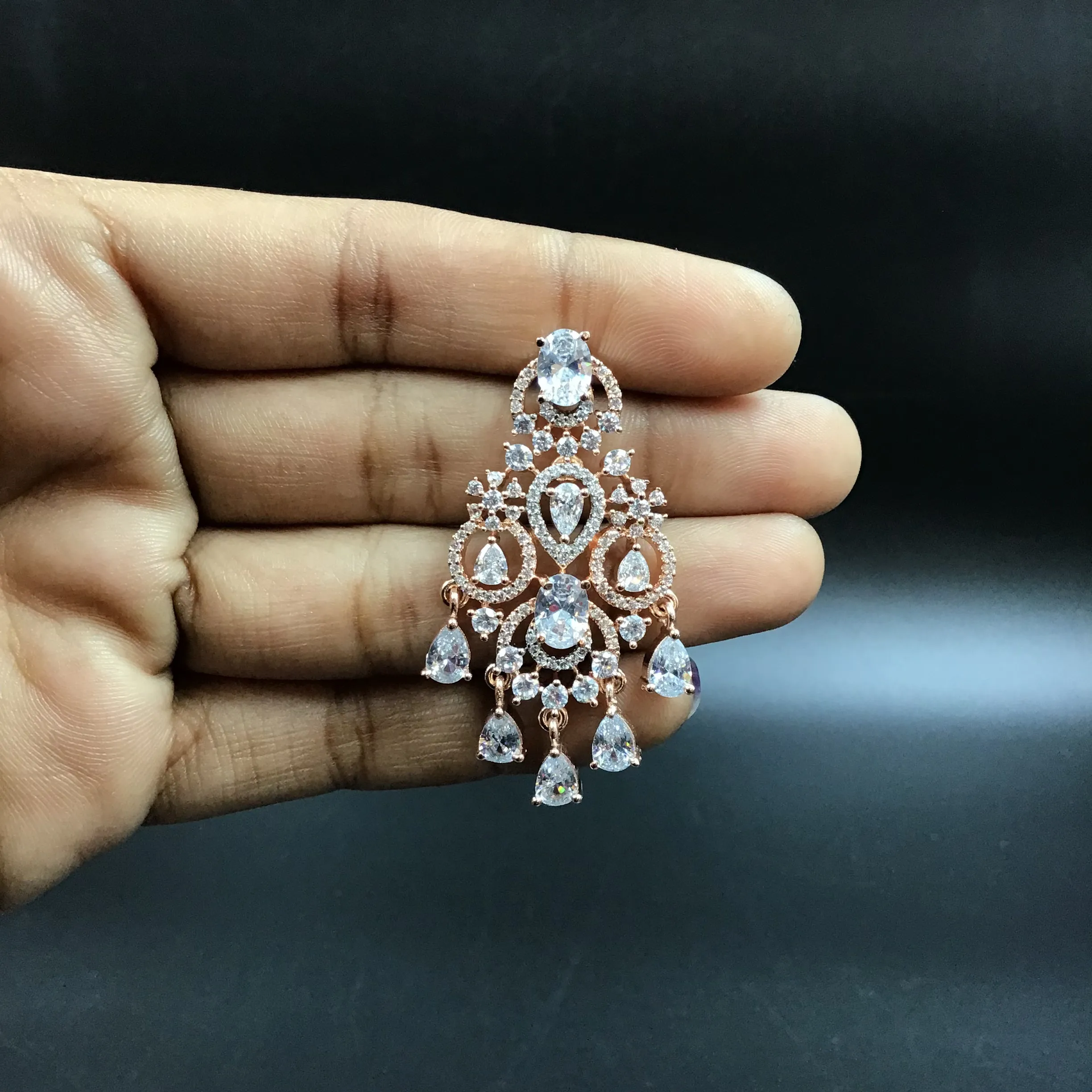 Rose Gold Zircon/AD Choker  Set 18484-5666