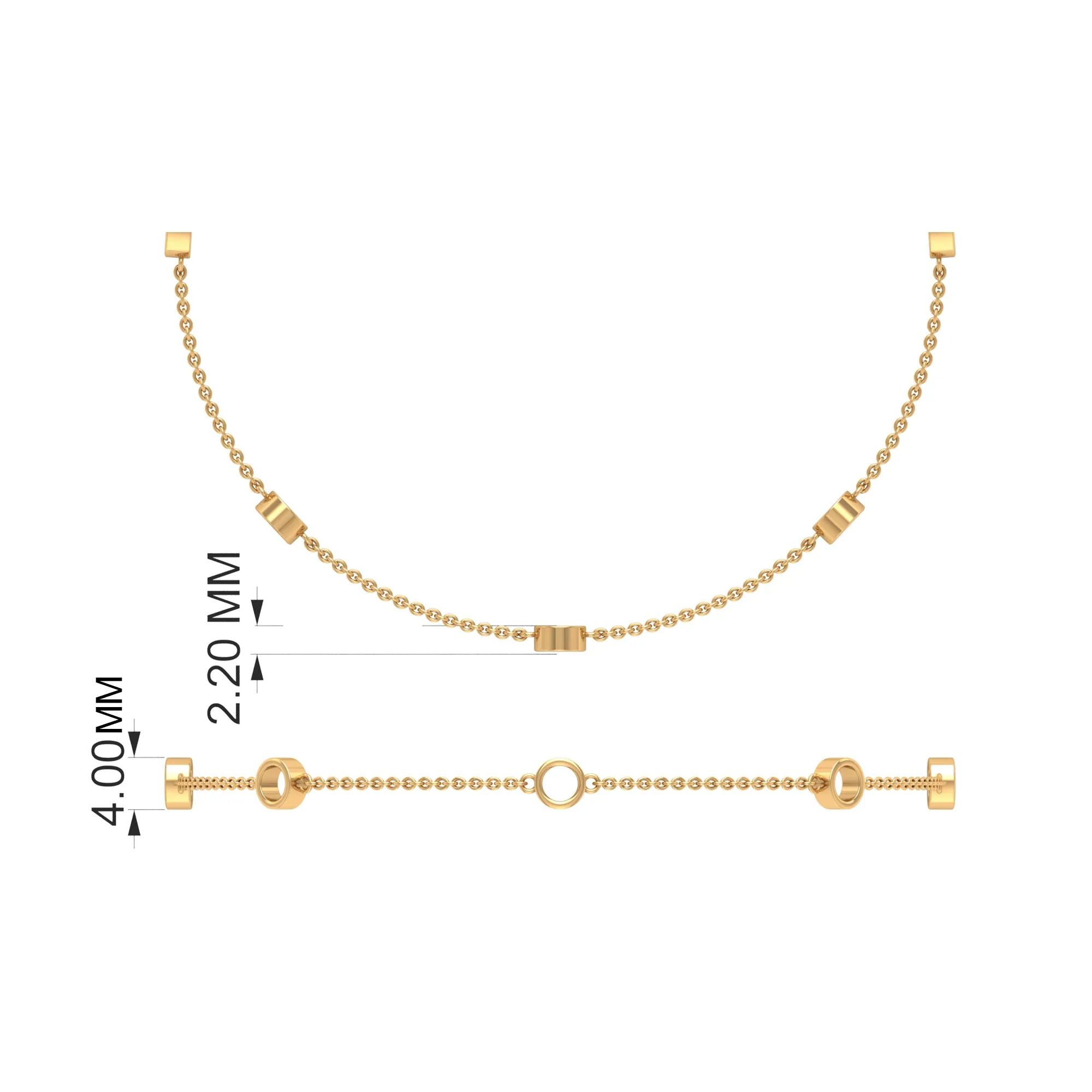 Round Yellow Sapphire Seven Stone Station Chain Bracelet