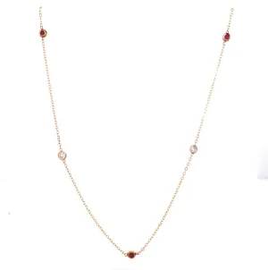 Ruby and Diamond Station Necklace 14kt Yellow Gold
