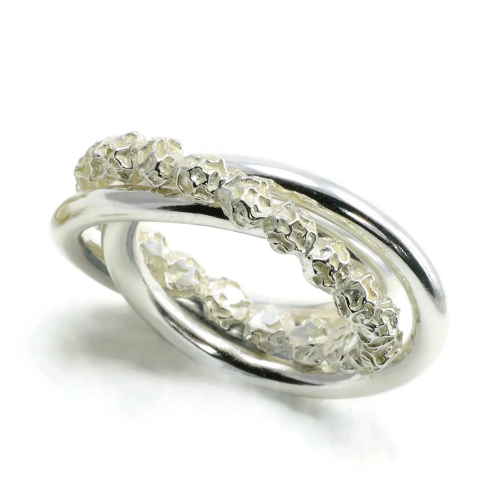 Russian Wedding Ring Design, Sterling Silver Peppercorns