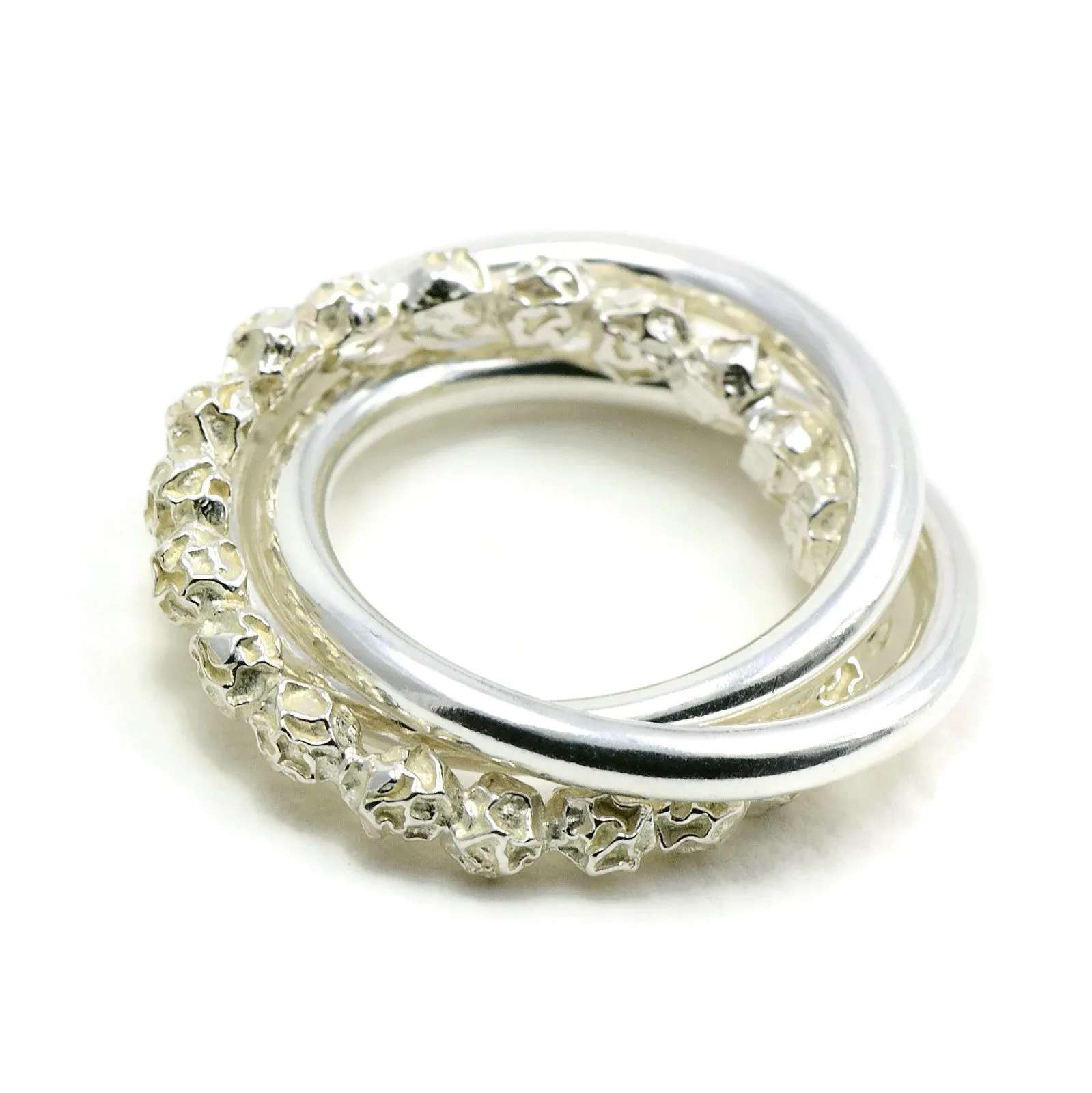 Russian Wedding Ring Design, Sterling Silver Peppercorns