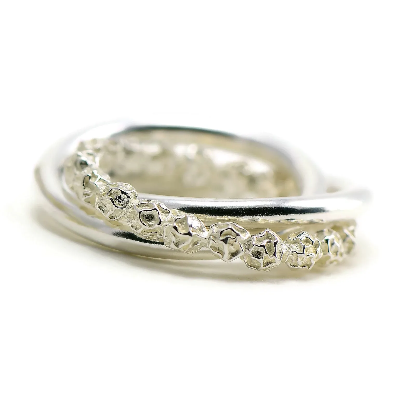 Russian Wedding Ring Design, Sterling Silver Peppercorns