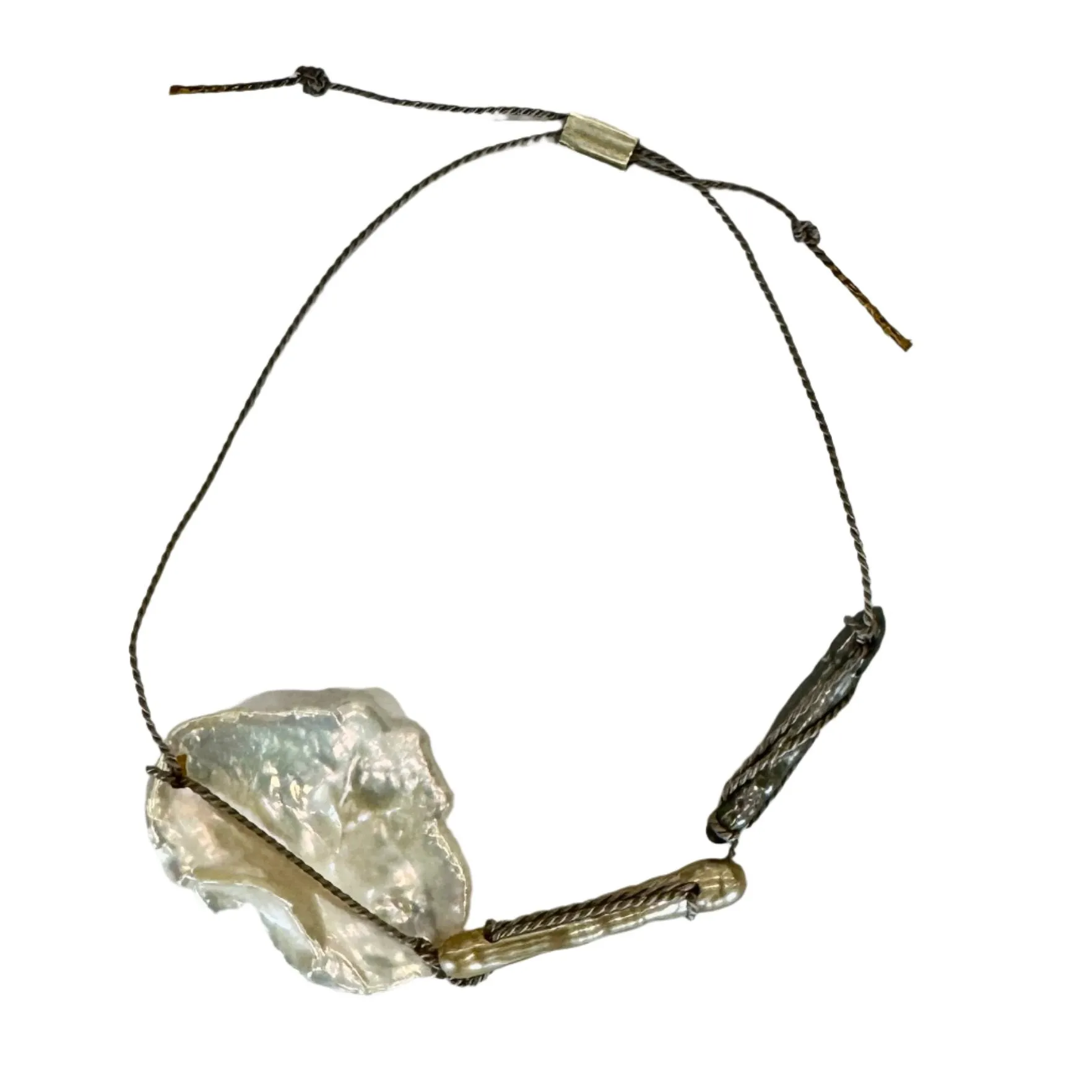 Silk thread charm bracelet - keshi pearl charms